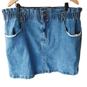 Dex Pre-loved Plus-size Blue Distressed Demin Short Skirt with Pockets Size 22